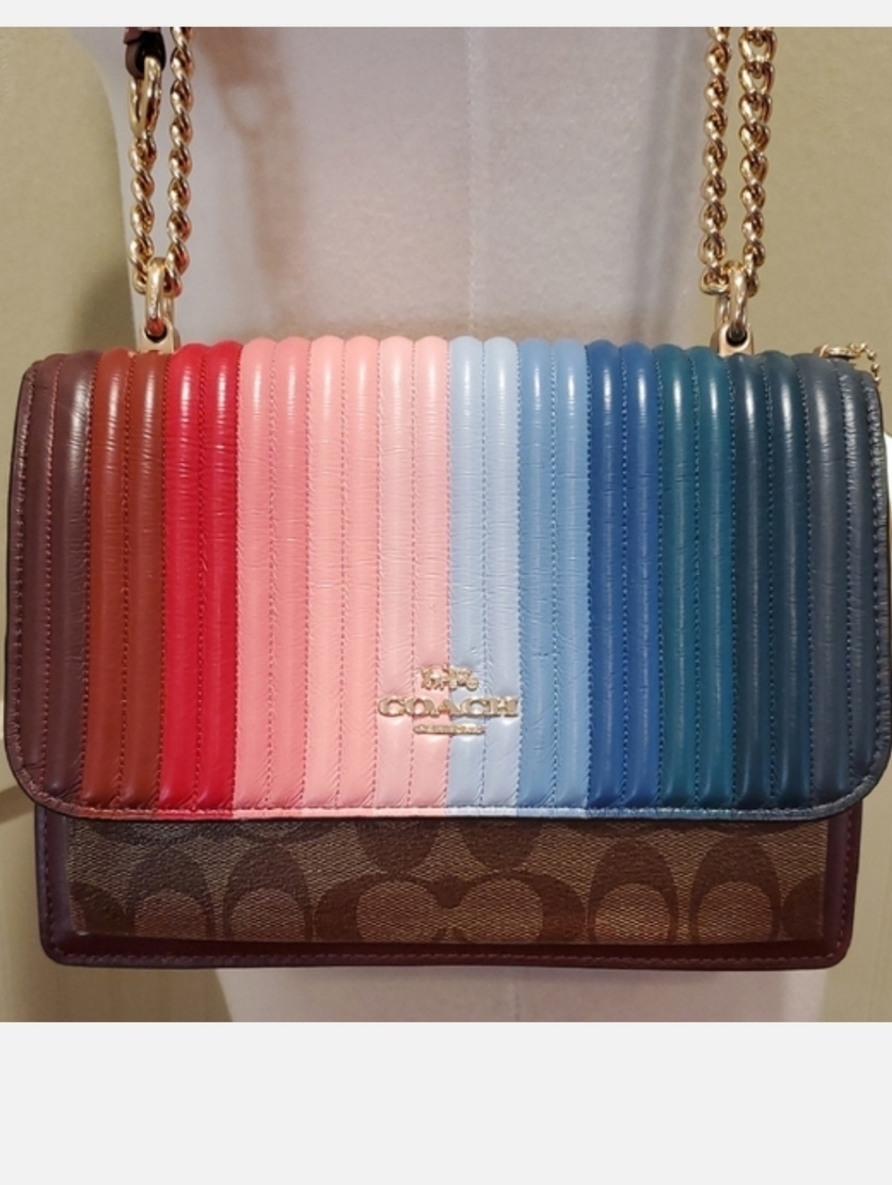Coach Klare Limited edition Rainbow Gradient Stripe Bag